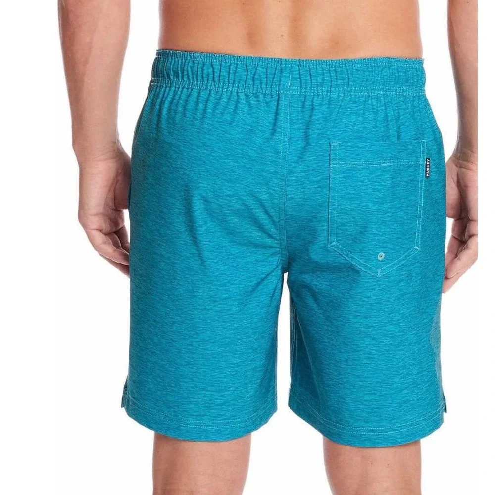 Hurley Mens Teal Space Dye Swim Shorts Medium Compression Liner Trunks